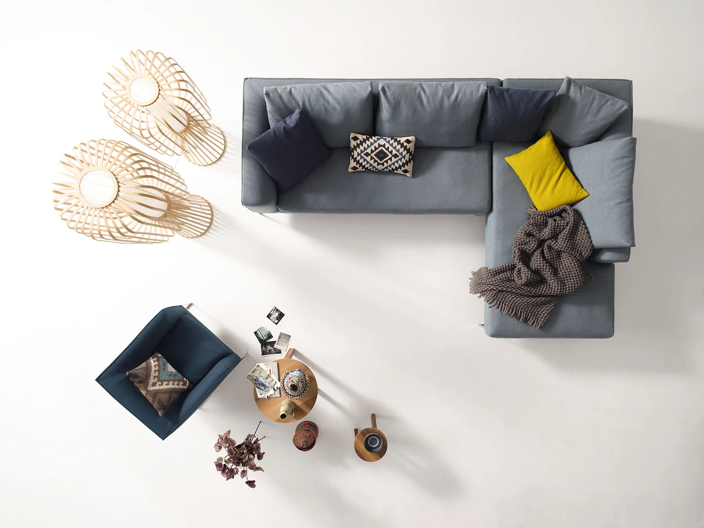 COR Mell Lounge als graue Eckkombination aus der Vogelperspektive